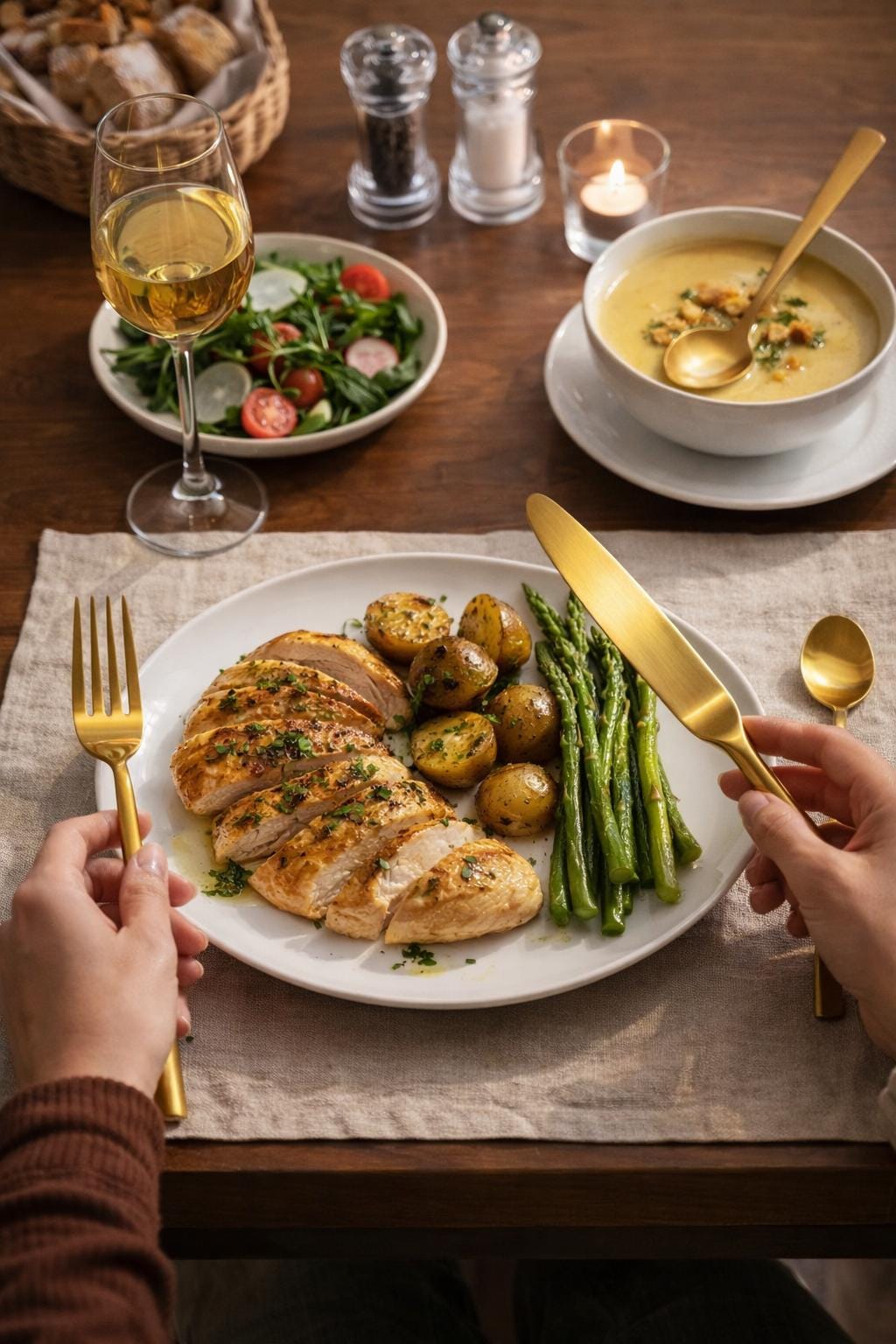 Royal Gold Brass Cutlery Set β Luxury Dining Spoon Fork Knife Set (5 Pcs)