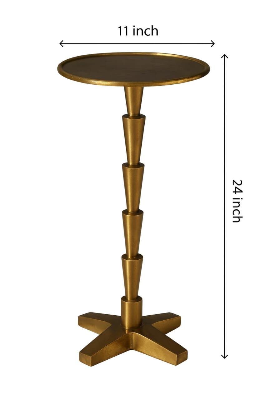 Antiqued Brass Green Patina Drink Accent Vintage Side Table Coffee Pedestal End Table