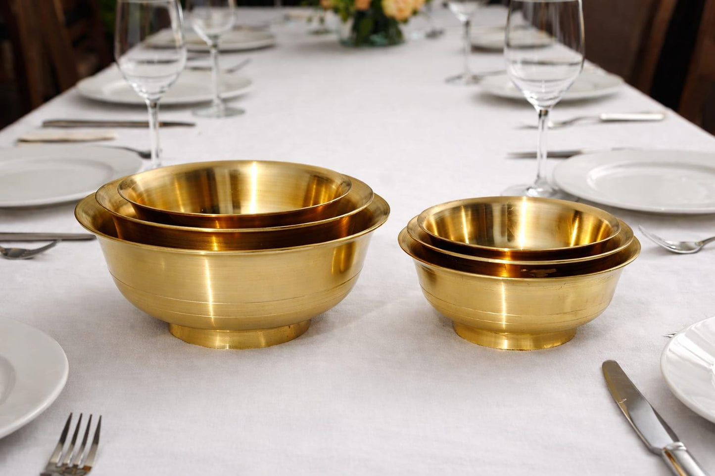 Handcrafted Brass Katori Set | Polished Finish Dining Table Set of 6 Serving Bowls