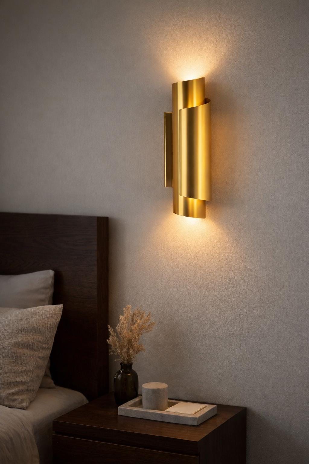 Aura Curved Modern Wall Sconce | Contemporary Cylindrical Wall Lamp | Luxury Indoor Wall Light for Living Room