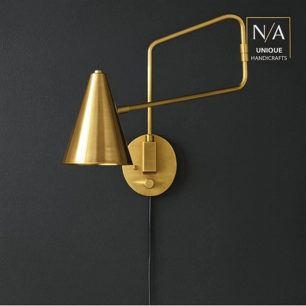 Handmade Italian Style Brass Wall Sconce Single swing arm Light Mid Century Lamp