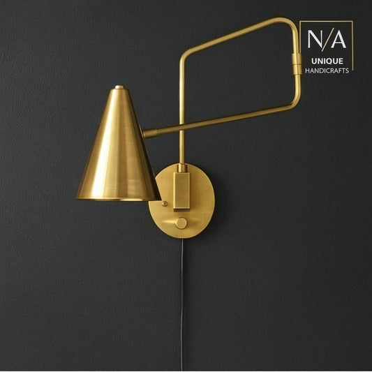 Handmade Italian Style Brass Wall Sconce Single swing arm Light Mid Century Lamp