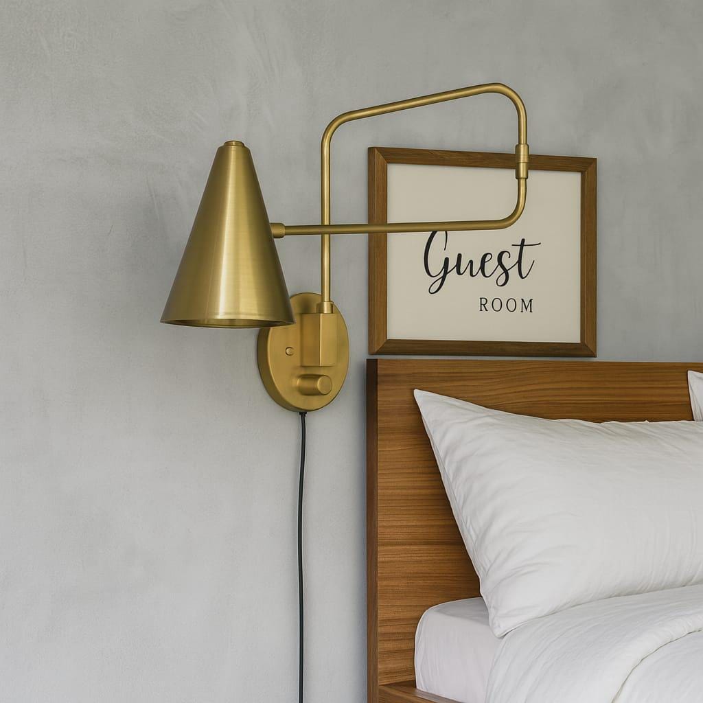 Handmade Italian Style Brass Wall Sconce Single swing arm Light Mid Century Lamp