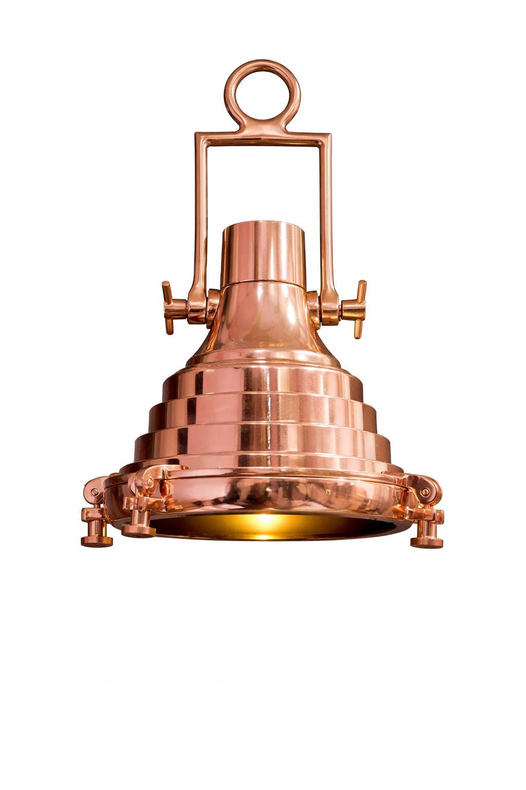 Vintage Nautical Copper Ceiling Pendant Light | Vintage Marine Hanging Lamp with Polished Finish