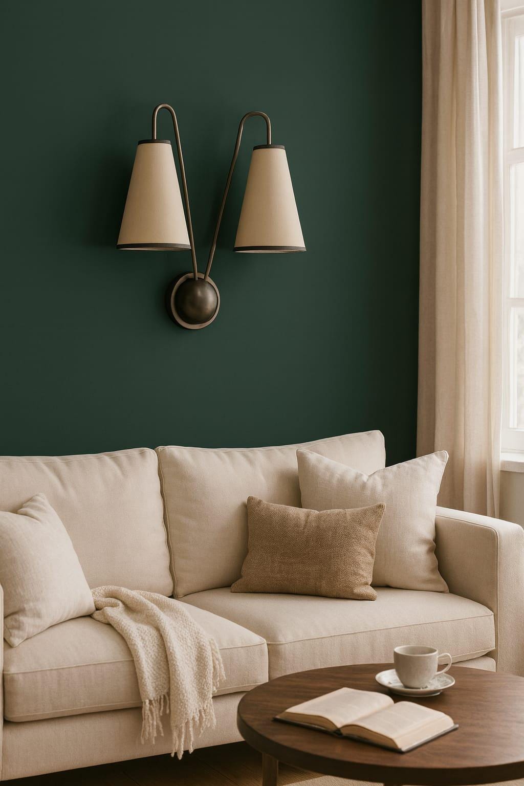 Handicrafts Mid-Century Brass Double Wall Scone with Cone Shades Wall Lamp Unique Design