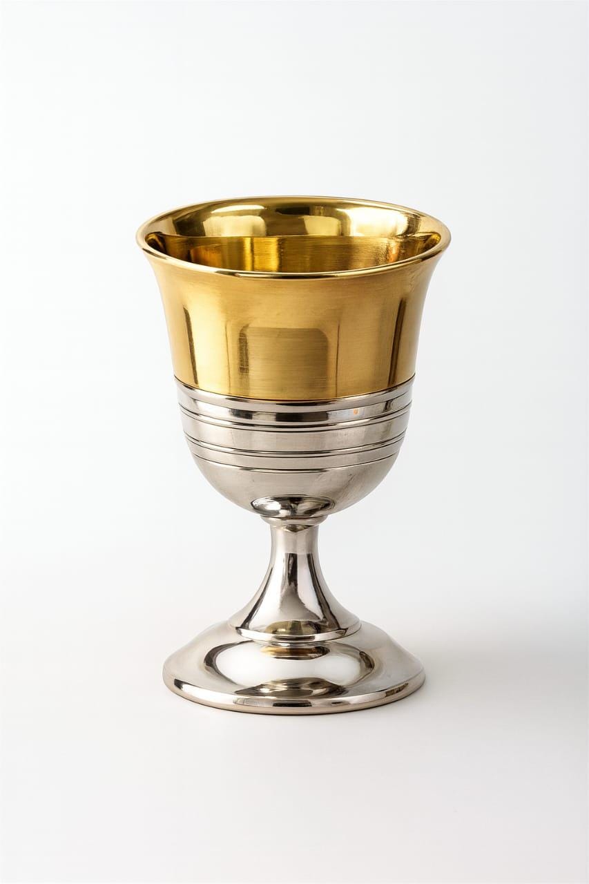 Handmade Brass & Silver Wine Goblet | Vintage Style Metal Wine Glass | Luxury Drinking Cup