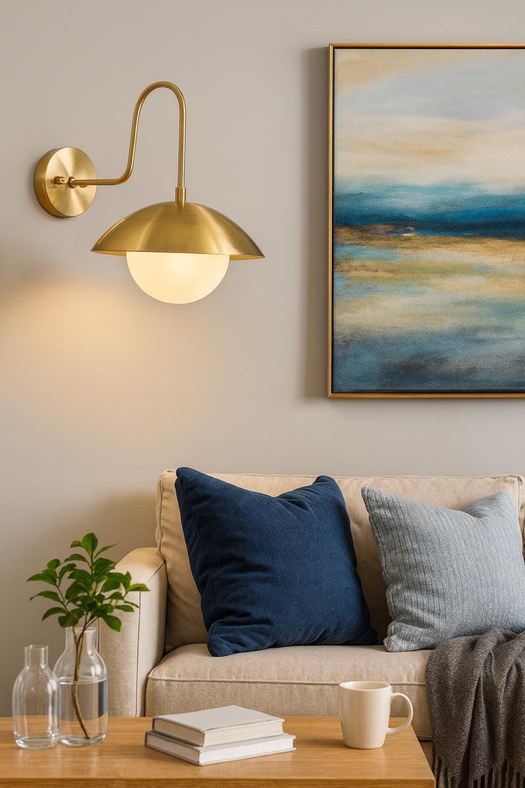 Brass Wall Sconce with Glass Globe | Modern Minimalist Wall Lamp | Luxury Indoor Lighting