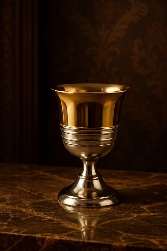 Handmade Brass & Silver Wine Goblet | Vintage Style Metal Wine Glass | Luxury Drinking Cup