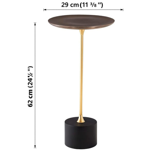 Luxury Drink Side Table Antique Gold Slim Fitz Stand, Black Base Coffee Table