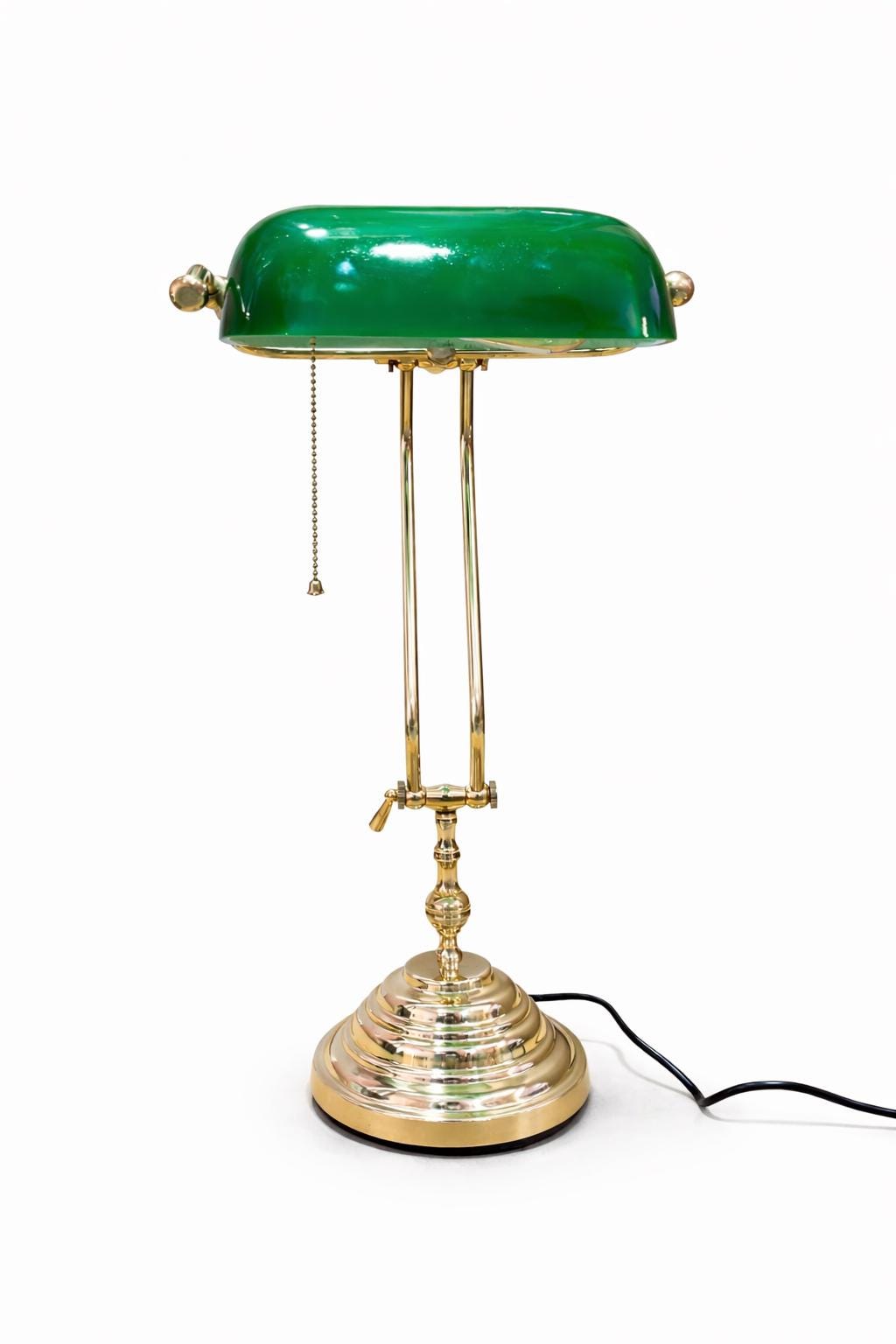 Vintage Green Banker Desk Lamp | Adjustable Brass Table Lamp | Italian Unique Design Light