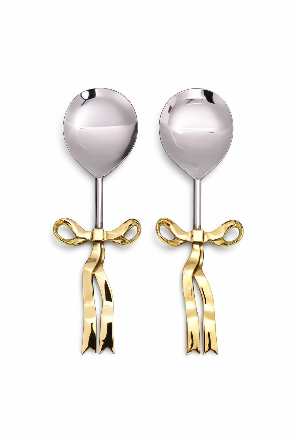Luxury Bow Handle Serving Spoon Gold Ribbon Handle Spoons | Elegant Tableware Gift