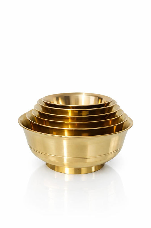 Handcrafted Brass Katori Set | Polished Finish Dining Table Set of 6 Serving Bowls