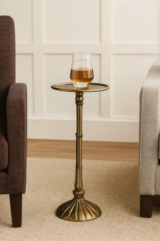 Antique Brass Kylo Drink  Accent Vintage BedSide Table Coffee Pedestal End Table House Decor