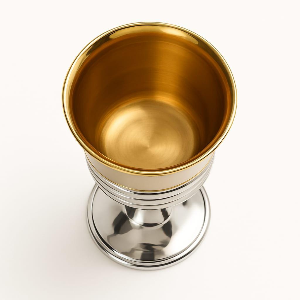 Handmade Brass & Silver Wine Goblet | Vintage Style Metal Wine Glass | Luxury Drinking Cup