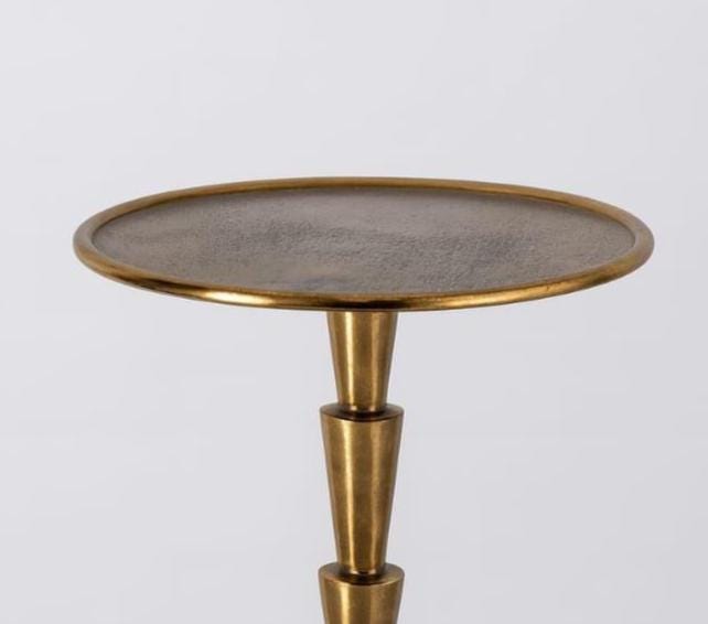 Antiqued Brass Green Patina Drink Accent Vintage Side Table Coffee Pedestal End Table