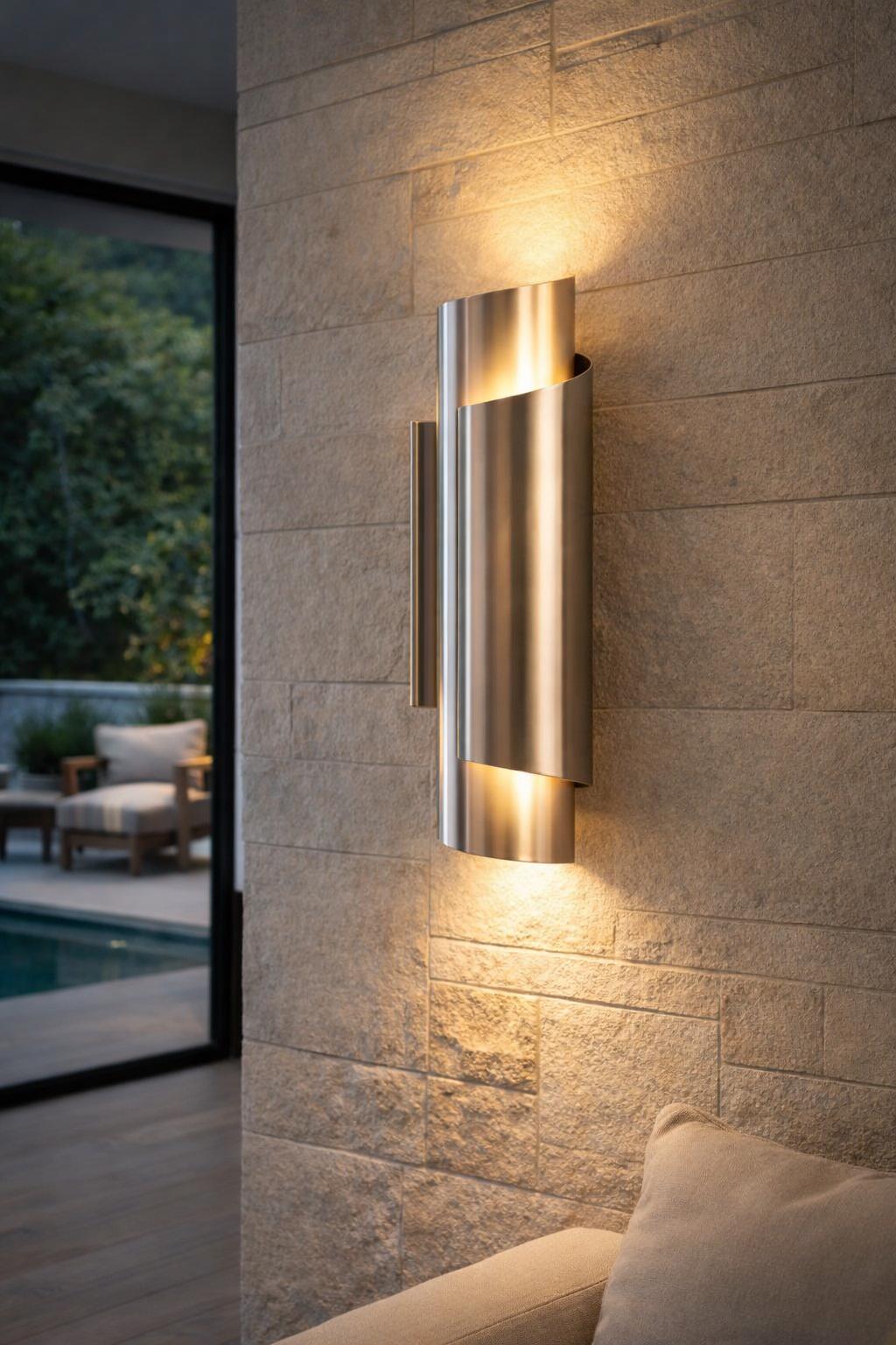 Aura Curved Modern Wall Sconce | Contemporary Cylindrical Wall Lamp | Luxury Indoor Wall Light for Living Room