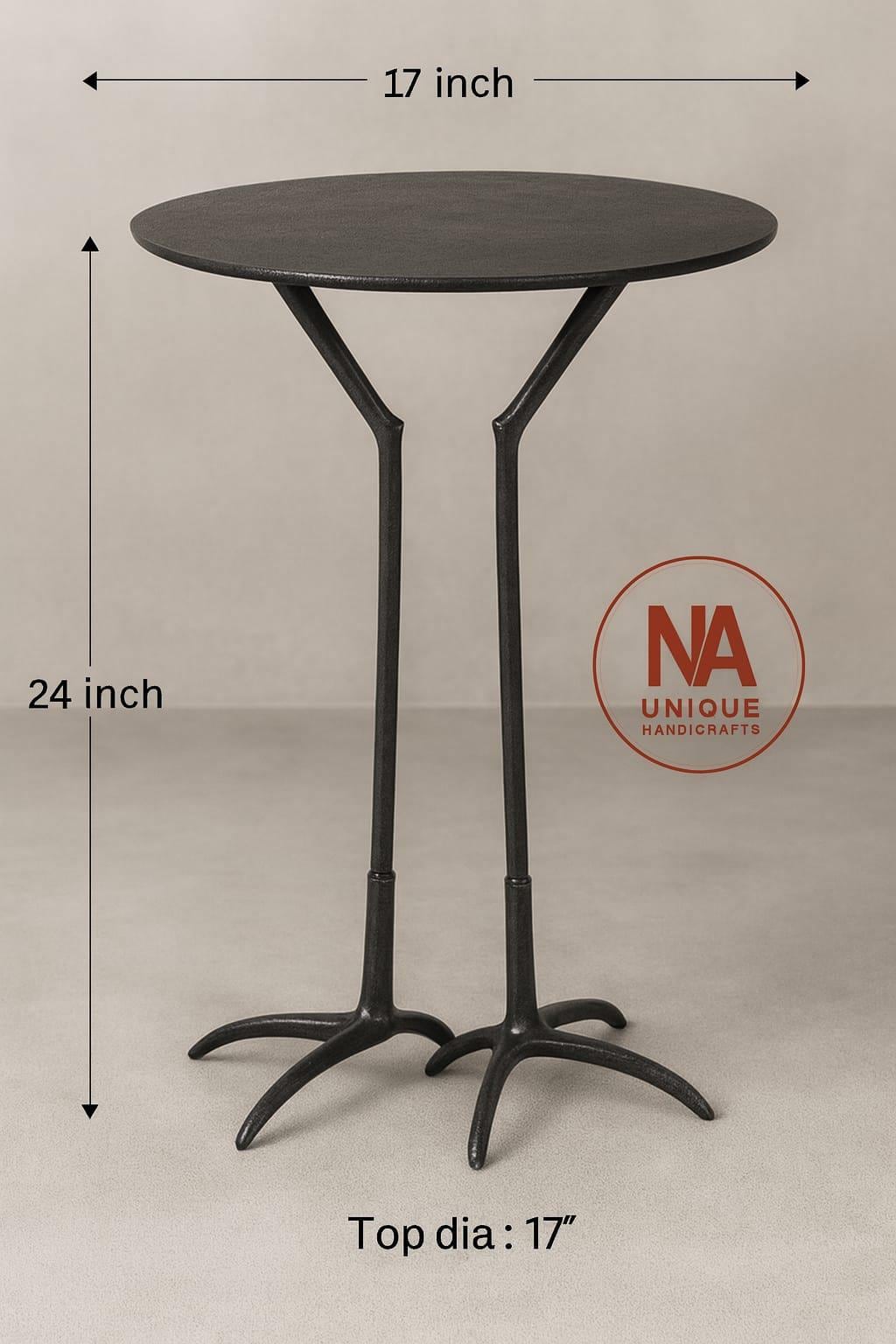 Antiqued Black Bird Claw Drink Side Table, Modern Accent Coffee End Table