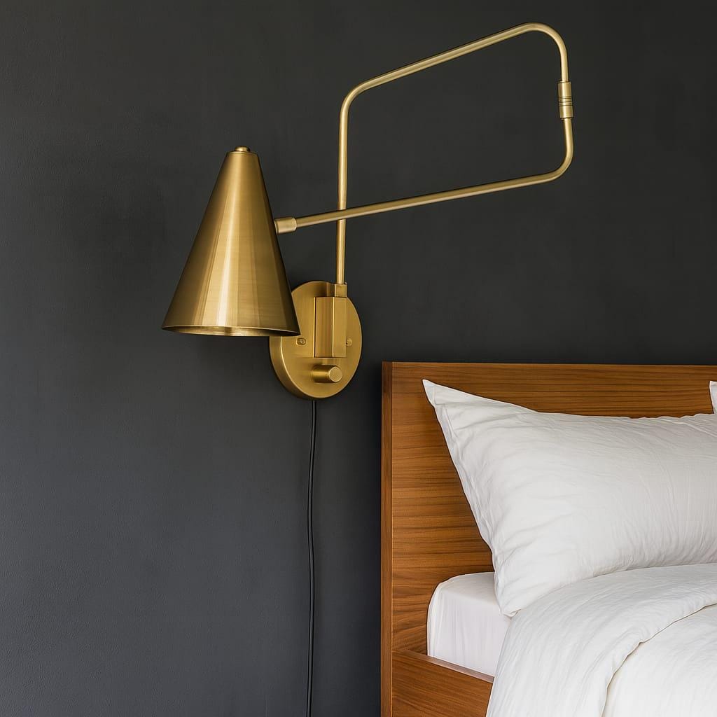 Handmade Italian Style Brass Wall Sconce Single swing arm Light Mid Century Lamp
