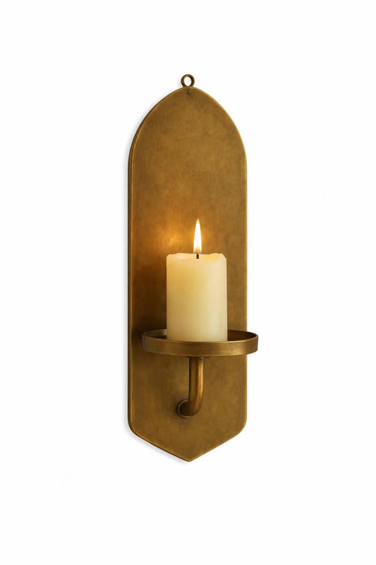 Antique Brass Wall Candle Holder | Unique Design Vintage Brass Sconce