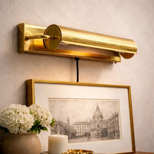 Antique Brass Picture Light Wall Lamp | Vintage Gold Art & Mirror