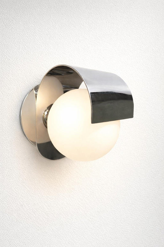 Wall Sconce | Frosted Glass Globe, Modern Silver Light For Gifts Bedroom Living Room