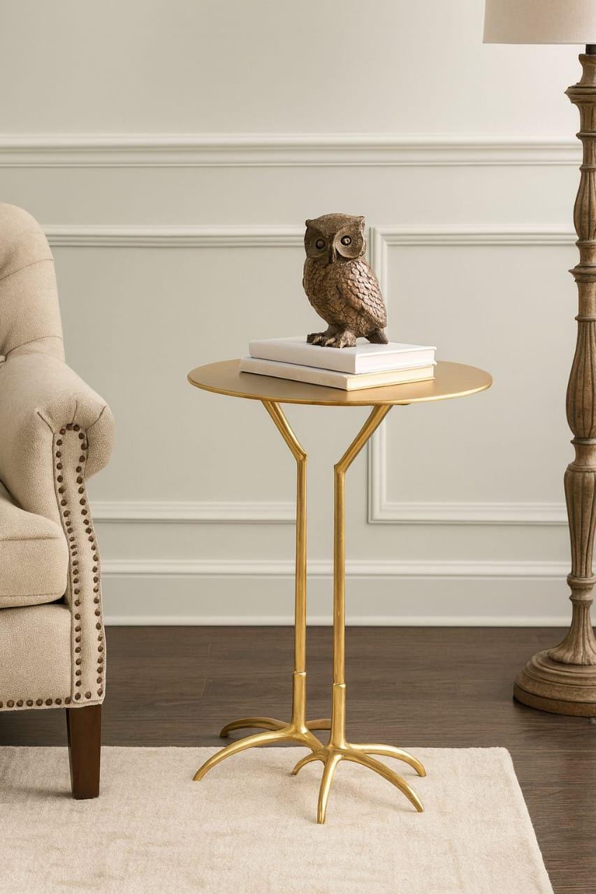 Golden Bird Claw Accent Side Table - Modern Decorative Coffee, Drink End Table