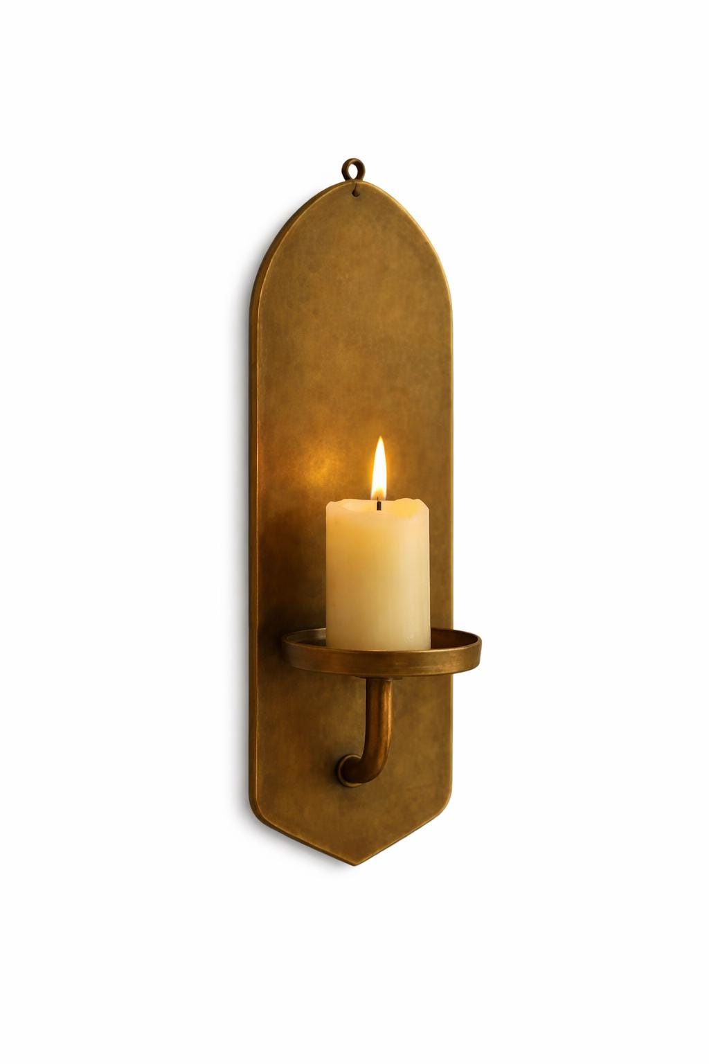 Antique Brass Wall Candle Holder | Unique Design Vintage Brass Sconce