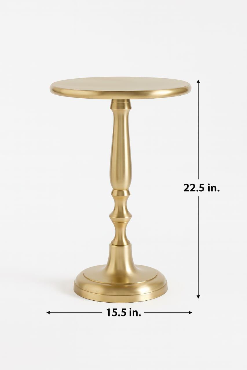 Round Brass Gold Pedestal Drink Stool Stump Side Table Small Coffee End Table Handcrafted