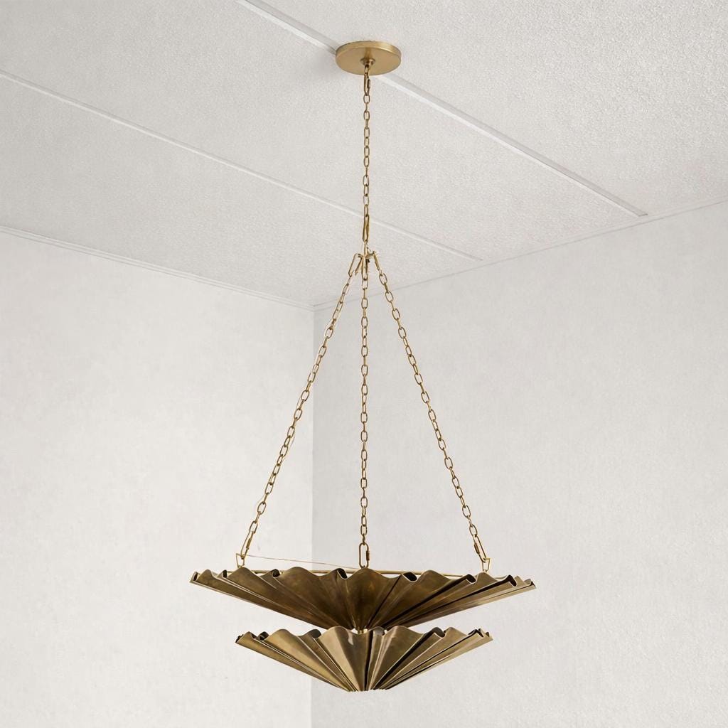 Luxury Double-Tier Antique Brass Chandelier | Handcrafted Modern-Art Deco Hanging Ceiling Lamp
