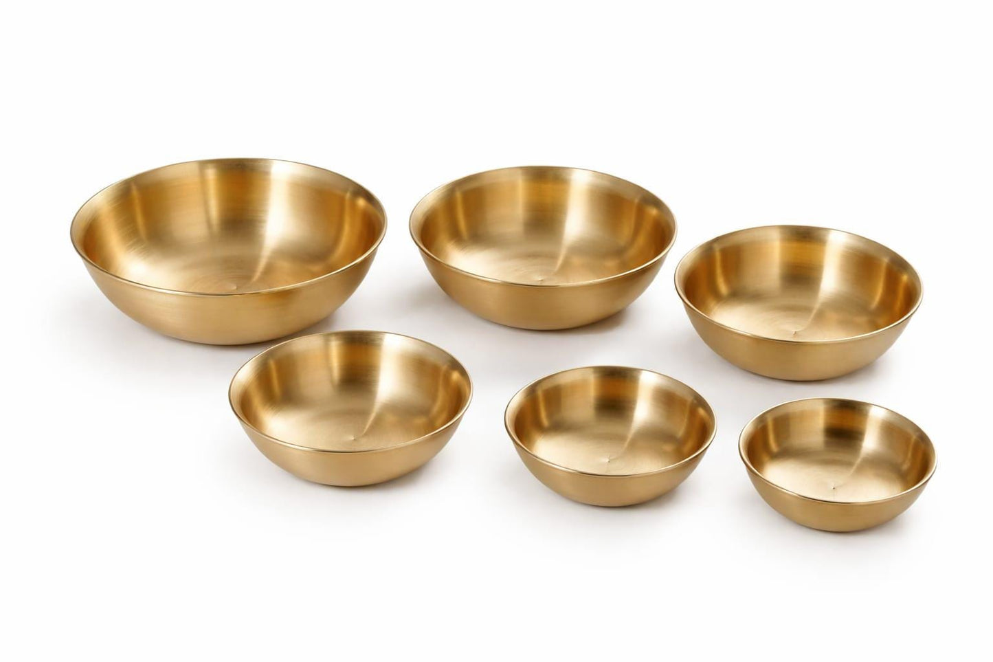 Handcrafted Brass Katori Set | Polished Finish Dining Table Set of 6 Serving Bowls