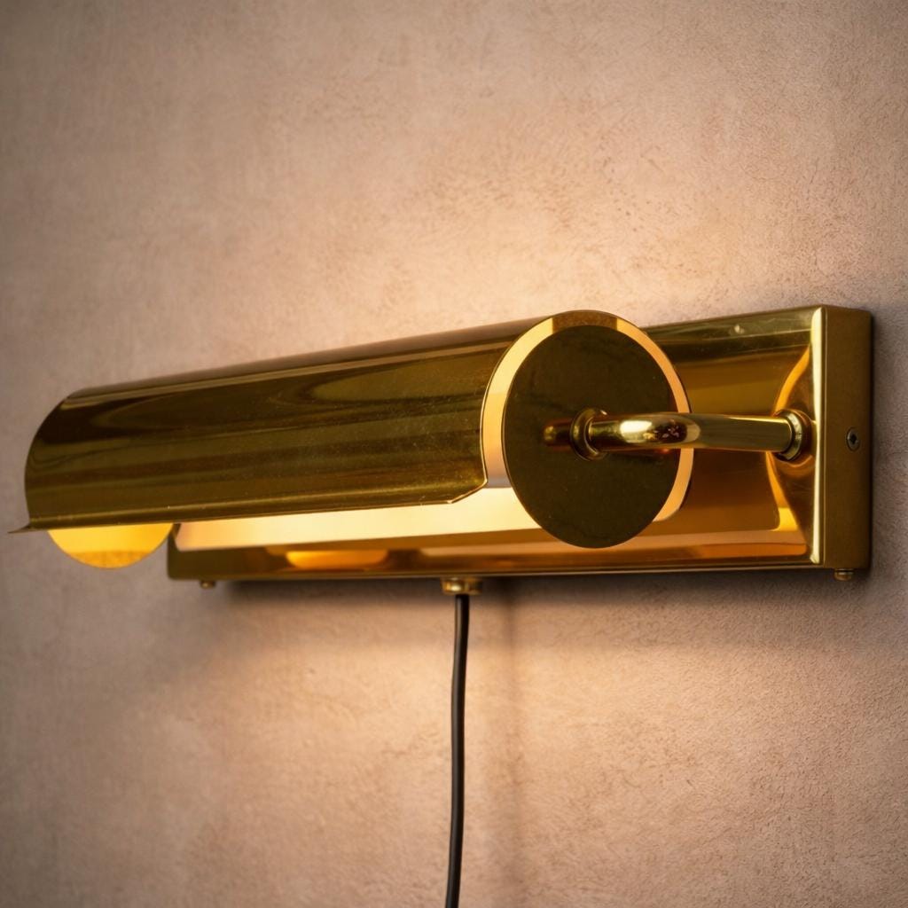 Antique Brass Picture Light Wall Lamp | Vintage Gold Art & Mirror