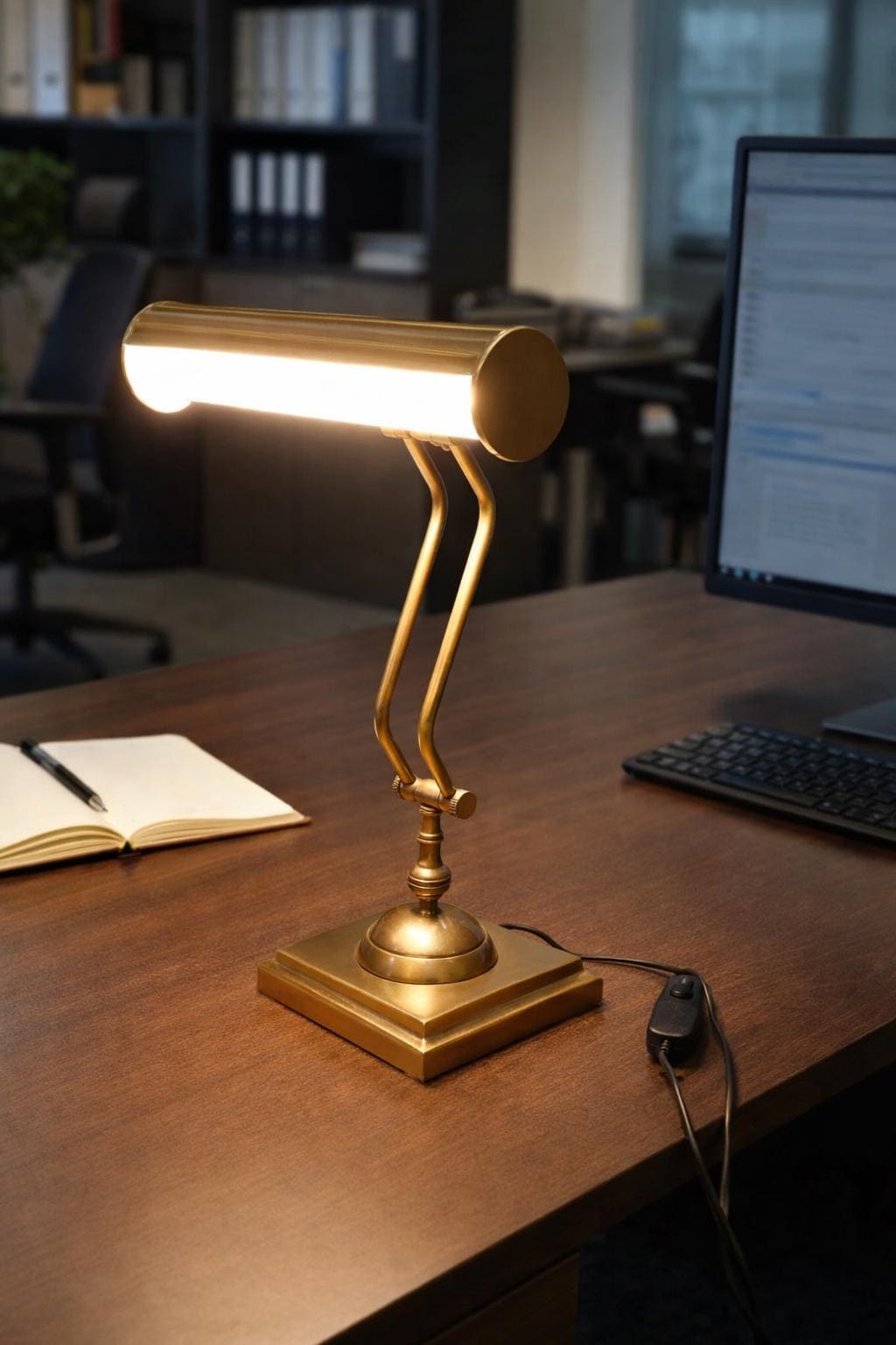 Antique Brass Banker Lamp | Adjustable Desk Light, Vintage Style Unique Design Italian light