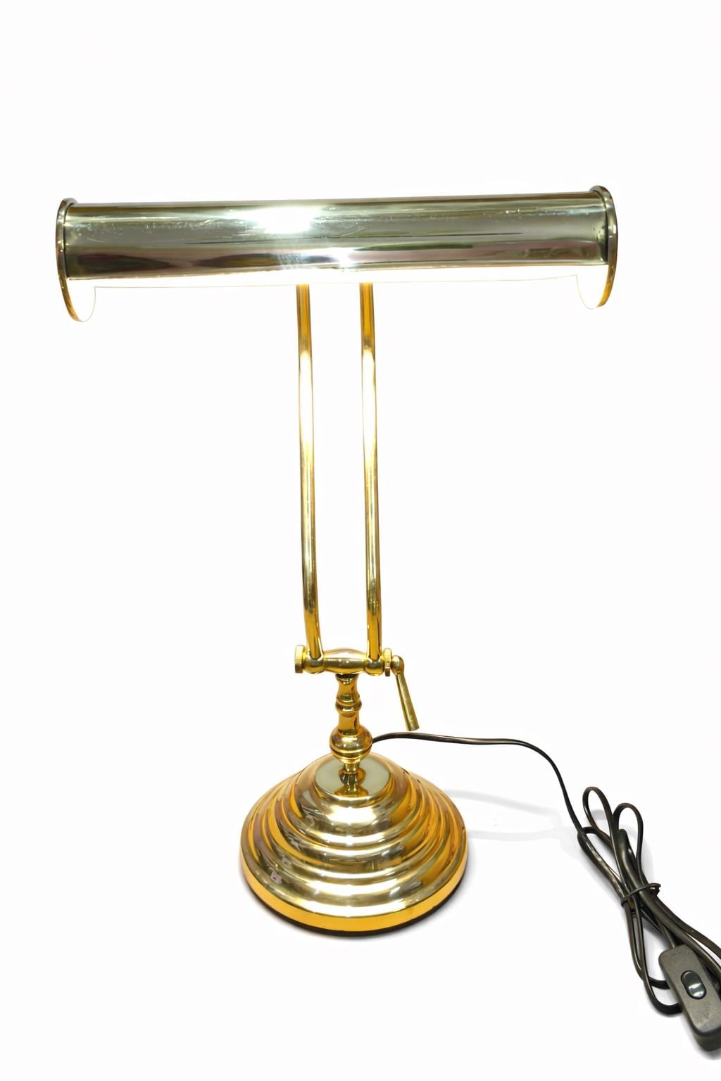 Handcrafted Brass Banker Desk Lamp | Polished Gold Finish Study & Office Table Light | Vintage Style