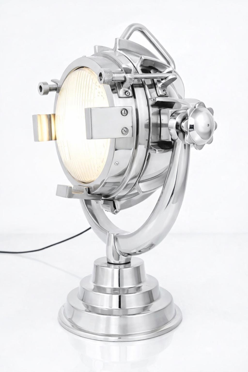 Industrial Searchlight Table Lamp Trio | Gold Silver Black Desk Lamp | Vintage Spotlight Home & Office Deco