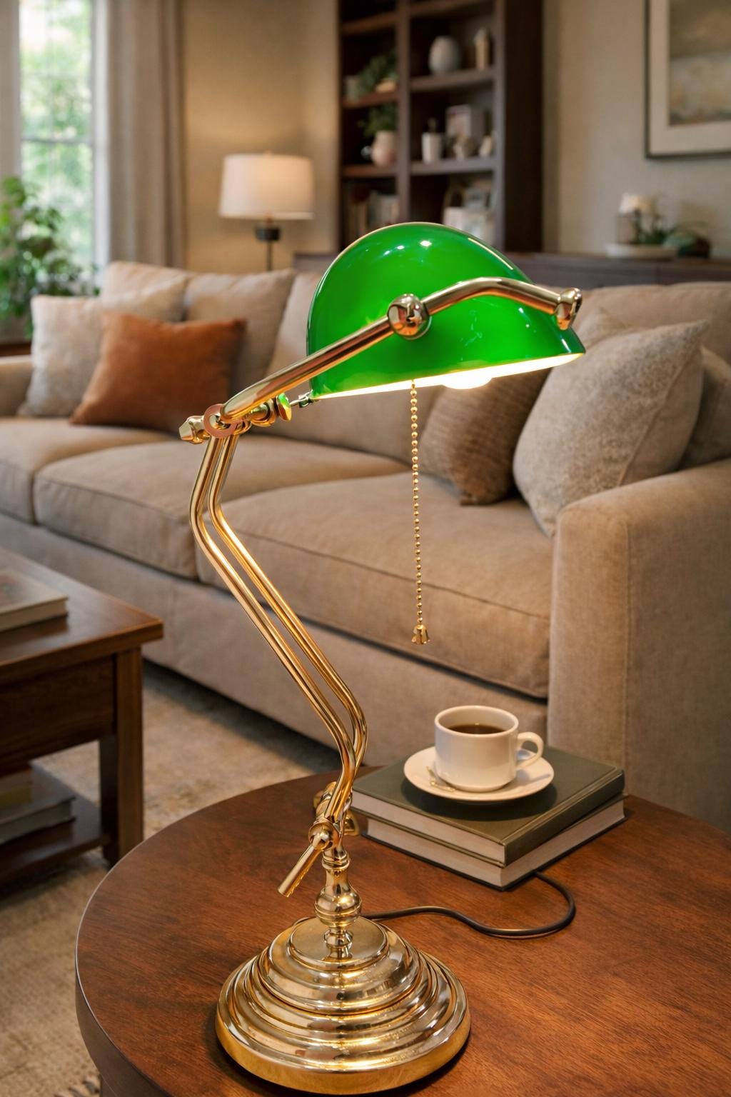 Vintage Green Banker Desk Lamp | Adjustable Brass Table Lamp | Italian Unique Design Light