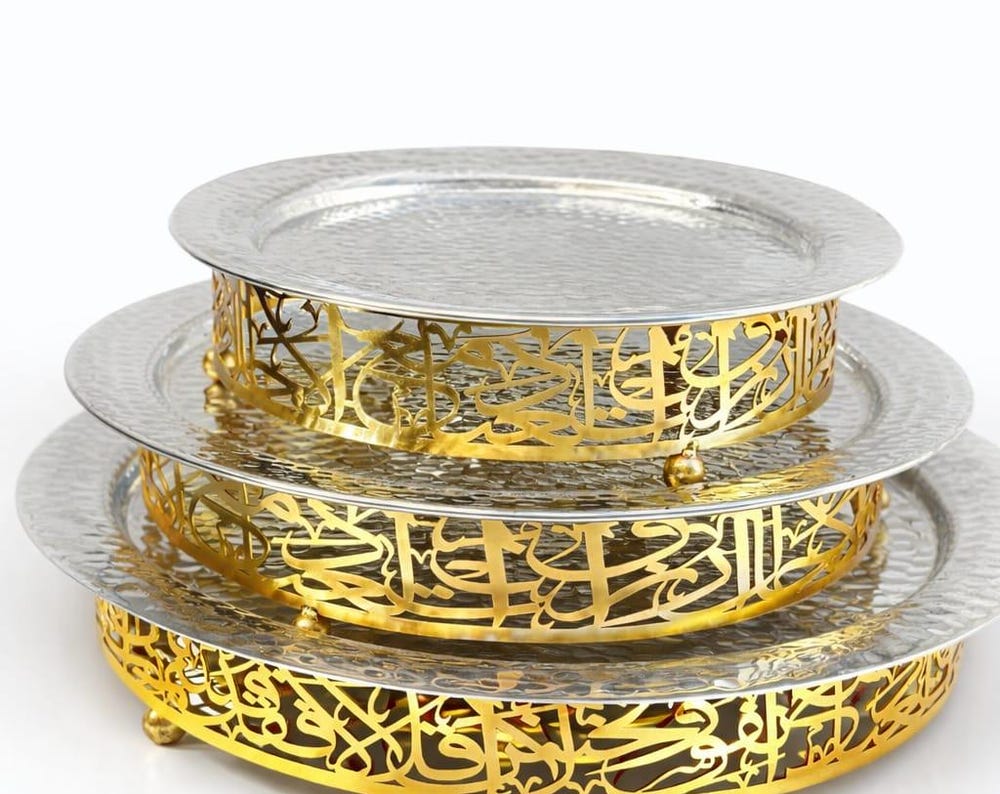 Handmade Set Of 3 Aluminum Serving Tray Set